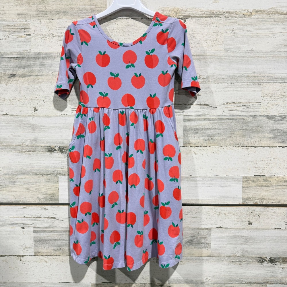 Hanna Andersson Dress Girls 10 Red Apple Print School EUC